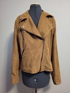 Lush Brown Brushed Moto Jacket Size Large